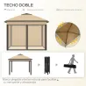 Carpa Plegable 3,3x3,3 m con Altura Ajustable Doble Techo 4 Mosquiteras Extraíbles y Bolsa de Transporte Anti-UV... - Ogal.Es