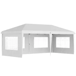 Carpa Plegable 6x3 m con 4 Laterales Desmontables Cenador de Jardín con 4 Ventanas Visibles y Bolsa de Transport... - Ogal.Es