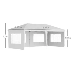 Carpa Plegable 6x3 m con 4 Laterales Desmontables Cenador de Jardín con 4 Ventanas Visibles y Bolsa de Transport... - Ogal.Es