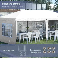 Carpa Plegable 6x3 m con 4 Laterales Desmontables Cenador de Jardín con 4 Ventanas Visibles y Bolsa de Transport... - Ogal.Es