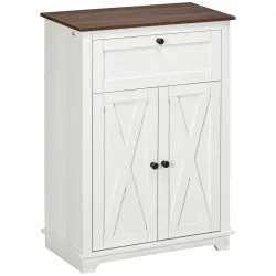 Aparador para Salón Armario de Almacenamiento con Puertas Dobles Cajón y Estante Ajustable 60x30x87,4 cm Blanco - Ogal.Es