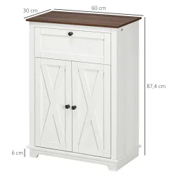 Aparador para Salón Armario de Almacenamiento con Puertas Dobles Cajón y Estante Ajustable 60x30x87,4 cm Blanco - Ogal.Es