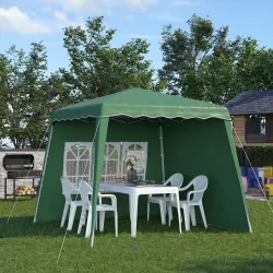 Carpa Plegable con 2 Paredes Laterales 2,89x2,89m Cenador Pabellón de Jardín con Altura Ajustable Protección UV5... - Ogal.Es