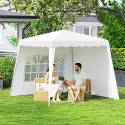 Carpa Plegable con 2 Paredes Laterales 2,89x2,89m Cenador Pabellón de Jardín Altura Ajustable Protección UV50+ B... - Ogal.Es