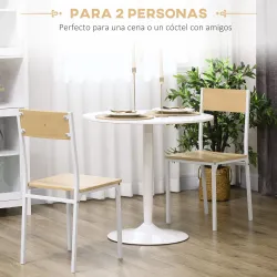 Mesa de Comedor Redonda Mesa de Cocina para 2 Personas con Base de Acero y Almohadilla Antideslizante Ø80x75 cm ... - Ogal.Es