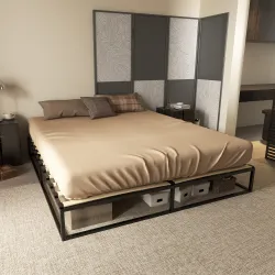 Marco de Cama de 180 cm Estructura de Cama de Acero con Somier de Listones de Madera Contrachapada 180x200x25 cm... - Ogal.Es