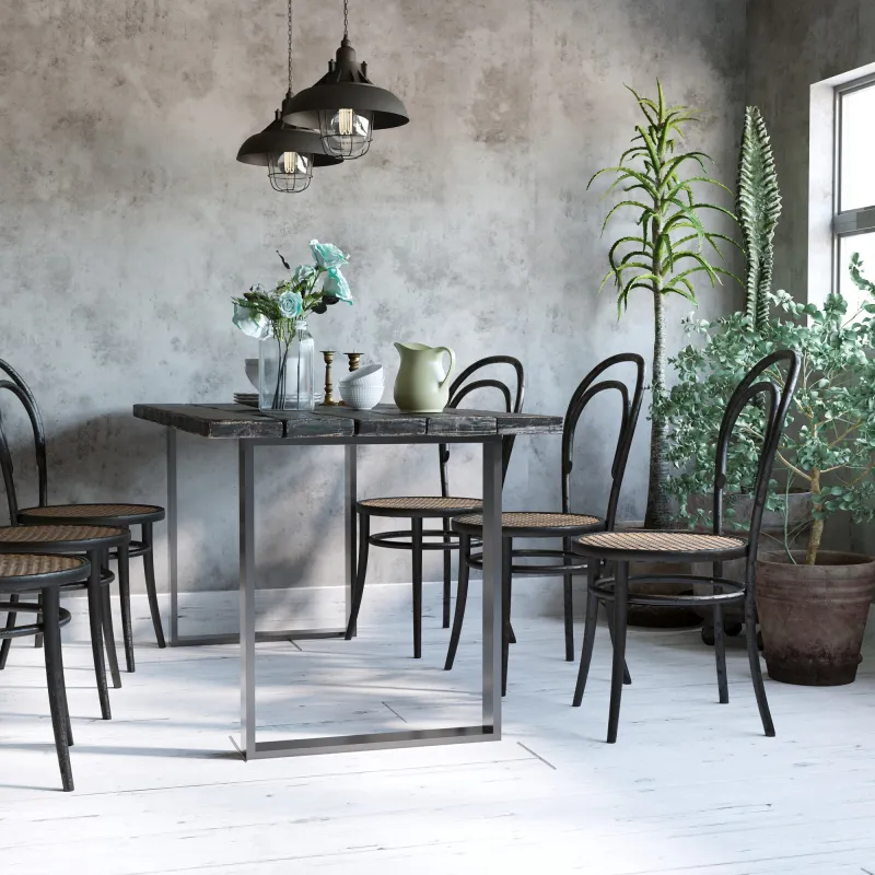 Conjunto de 2 Patas para Mesa Patas de Diseño Rectangular con Tornillos Incluidos para Mesa DIY 60x72 cm Negro - Ogal.Es