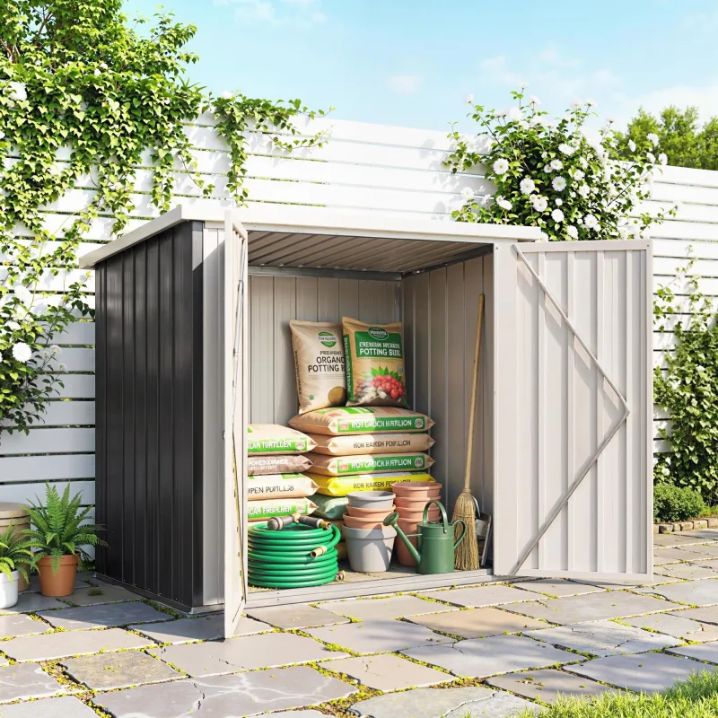 Cobertizo de Jardín de Exterior 1,26 m² 147x86x134cm con 2 Puertas y Cerradura para Almacenamiento de Herramient... - Ogal.Es