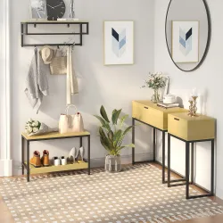 Mesa Consola con Cajón Consola Auxiliar Moderna Mesa de Entrada con Patas de Acero para Pasillo Salón 80x30x76cm... - Ogal.Es