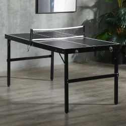 Mesa de Ping Pong Plegable con Marco de Aluminio y Red para Interiores y Exteriores 152x76x72 cm Negro - Ogal.Es