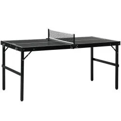 Mesa de Ping Pong Plegable con Marco de Aluminio y Red para Interiores y Exteriores 152x76x72 cm Negro - Ogal.Es