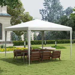 Carpa Desmontable de Jardín 3x3 m Gazebo Cenador para Exteriores con 4 Orificios de Drenaje y Tubo de Acero Blanco - Ogal.Es