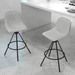 Conjunto de 2 Taburetes Altos de Cocina con Asiento Giratorio Taburetes de Bar Tapizados 41,5x47,5x90 cm Gris Claro - Ogal.Es
