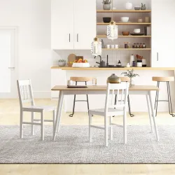 Juego de 2 Sillas de Comedor Blancas Silla de Cocina con Respaldo de Listones Marco de Madera de Pino 41x46,5x85... - Ogal.Es