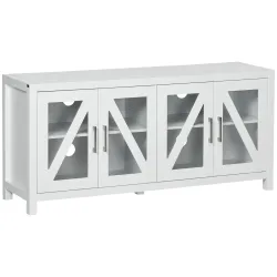 Mueble TV de Salón Mesa para Televisores de hasta 58" con 4 Puertas de Vidrio Estantes Ajustables 130x35x60 cm B... - Ogal.Es