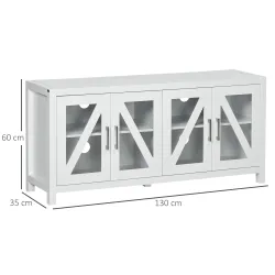 Mueble TV de Salón Mesa para Televisores de hasta 58" con 4 Puertas de Vidrio Estantes Ajustables 130x35x60 cm B... - Ogal.Es