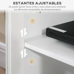 Mueble TV de Salón Mesa para Televisores de hasta 58" con 4 Puertas de Vidrio Estantes Ajustables 130x35x60 cm B... - Ogal.Es