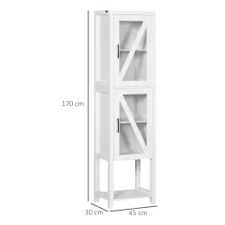 Columna de Baño Estantería para Baño con 2 Puertas Estantes Ajustables Armario Alto tipo Vitrina 45x30x170 cm Bl... - Ogal.Es