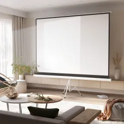 Pantalla de Proyector Manual 120 Pulgadas Pantalla de Proyección Formato 4:3 con Altura Ajustable 244x183 cm Blanco - Ogal.Es