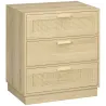 Cómoda con 3 Cajones de Rejilla de Ratán Cajonera de Madera para Dormitorio Estilo Cannage Bohemio 60x38x69 cm N... - Ogal.Es