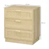 Cómoda con 3 Cajones de Rejilla de Ratán Cajonera de Madera para Dormitorio Estilo Cannage Bohemio 60x38x69 cm N... - Ogal.Es