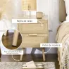Mesita de Noche Estilo Cannage Mesilla de Noche con 2 Cajones y Patas de Madera para Salón Dormitorio 40x40x56cm... - Ogal.Es