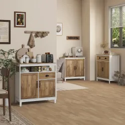 Aparador para Salón Rústico Armario de Almacenamiento con Cajón y Puertas y Estante Ajustable 78,5x39x89,4 cm Ma... - Ogal.Es