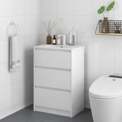 Mueble de Baño con Lavabo Armario de Baño Lavabo de Baño de Cerámica Sintética con 2 Cajones 61x37x88cm Blanco B... - Ogal.Es