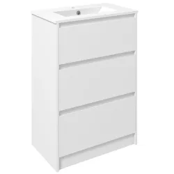 Mueble de Baño con Lavabo Armario de Baño Lavabo de Baño de Cerámica Sintética con 2 Cajones 61x37x88cm Blanco B... - Ogal.Es