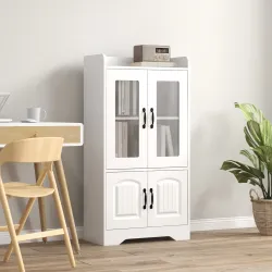 Vitrina de Salón Estantería Librería con Puertas de Vidrio Estante Ajustable Bisagras de Cierre Suave 60x30x116c... - Ogal.Es