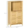 Armario Auxiliar de Baño de Bambú con 2 Puertas Compartimiento Abierto y Estante Ajustable 50x25,5x90,5 cm Natural - Ogal.Es