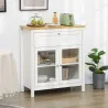 Aparador de Cocina Moderno Mueble Buffet Auxiliar con Cajón Estante Ajustable y 2 Puertas de Vidrio 80x40x90 cm ... - Ogal.Es