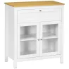 Aparador de Cocina Moderno Mueble Buffet Auxiliar con Cajón Estante Ajustable y 2 Puertas de Vidrio 80x40x90 cm ... - Ogal.Es