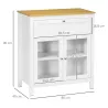Aparador de Cocina Moderno Mueble Buffet Auxiliar con Cajón Estante Ajustable y 2 Puertas de Vidrio 80x40x90 cm ... - Ogal.Es