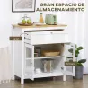 Aparador de Cocina Moderno Mueble Buffet Auxiliar con Cajón Estante Ajustable y 2 Puertas de Vidrio 80x40x90 cm ... - Ogal.Es