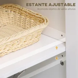 Aparador de Cocina Moderno Mueble Buffet Auxiliar con Cajón Estante Ajustable y 2 Puertas de Vidrio 80x40x90 cm ... - Ogal.Es