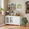 Aparador para Salón Armario Auxiliar con 2 Puertas de Vidrio 3 Cajones Estante Ajustable para Cocina 120x40x70 c... - Ogal.Es