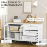Aparador para Salón Armario Auxiliar con 2 Puertas de Vidrio 3 Cajones Estante Ajustable para Cocina 120x40x70 c... - Ogal.Es