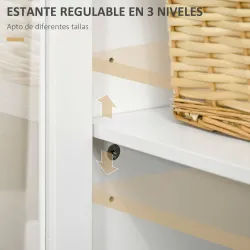 Aparador para Salón Armario Auxiliar con 2 Puertas de Vidrio 3 Cajones Estante Ajustable para Cocina 120x40x70 c... - Ogal.Es
