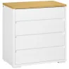 Cómoda Moderna con 4 Cajones Mueble Cajonera de Madera para Dormitorio Salón Habitación 70x37x75 cm Blanco y Nat... - Ogal.Es