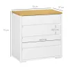 Cómoda Moderna con 4 Cajones Mueble Cajonera de Madera para Dormitorio Salón Habitación 70x37x75 cm Blanco y Nat... - Ogal.Es