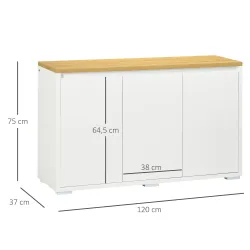 Aparador de Salón Mueble Auxiliar de Cocina con 3 Puertas y Estantes Ajustables para Comedor Entrada 120x37x75 c... - Ogal.Es