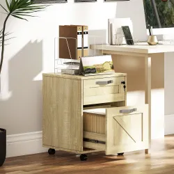 Cajonera de Oficina con 2 Cajones Cajonera con Ruedas con Cerradura Carpetas Colgantes para Tamaño A4 41x42x56cm... - Ogal.Es