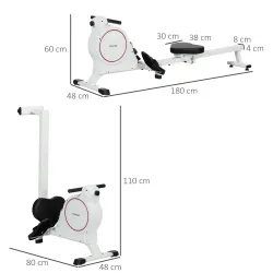 Máquina de Remo Magnético Remo para Casa Plegable Resistencia de 8 Niveles Pantalla LCD y 2 Ruedas 180x48x60 cm ... - Ogal.Es