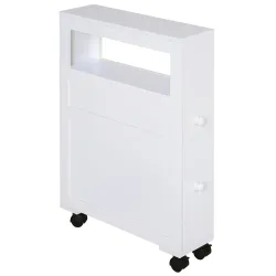 Mueble de Baño 2 Cajones Ahorra Espacio con 4 Ruedas 16x52x71,5 cm Blanco - Ogal.Es