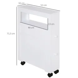 Mueble de Baño 2 Cajones Ahorra Espacio con 4 Ruedas 16x52x71,5 cm Blanco - Ogal.Es