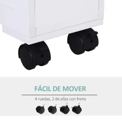 Mueble de Baño 2 Cajones Ahorra Espacio con 4 Ruedas 16x52x71,5 cm Blanco - Ogal.Es