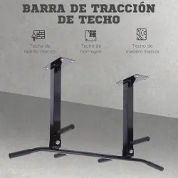 Barra de Dominadas en Techo Barra para Dominadas de Acero Barra de Tracción para Entrenamiento Casa 105,5x28x49 ... - Ogal.Es
