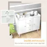 Aparador de Salón Moderno Aparador de Cocina con 2 Puertas 3 Cajones y Patas de Madera de Pino 90x32x80 cm Blanco - Ogal.Es