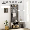 Perchero con Zapatero Perchero Entrada Recibidor con 3 Ganchos 2 Puertas 2 Compartimientos y Estante 60x34x170 c... - Ogal.Es